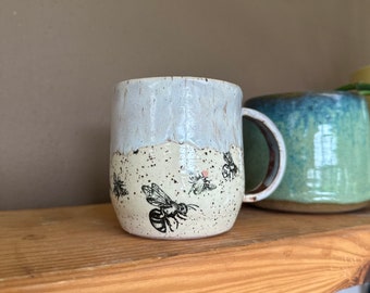 12 ounce Lilac Speckle Bee Coffee Mug