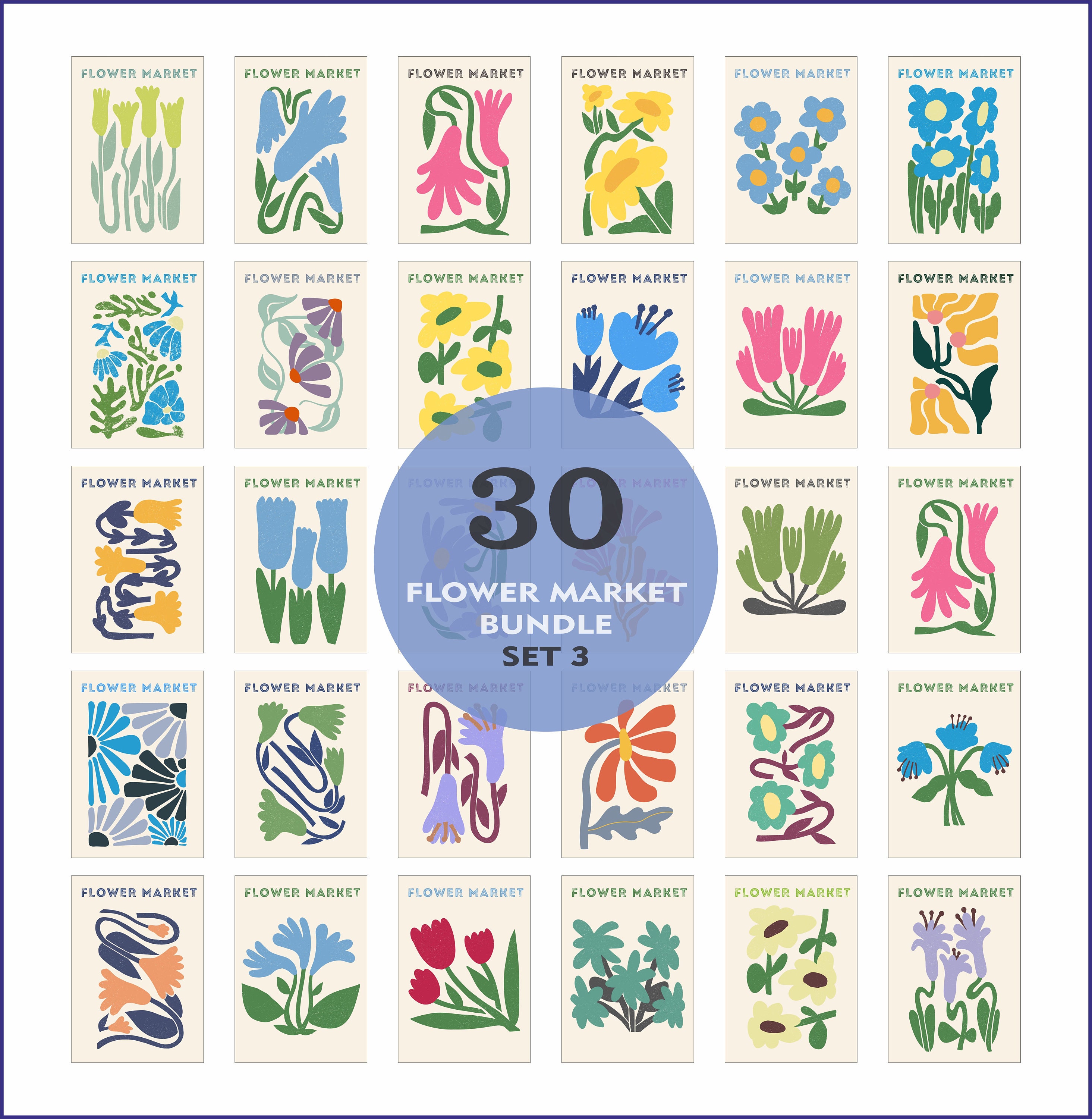 Flower Market Print Set of 180, Flower Market Poster, Matısse Botanical ...