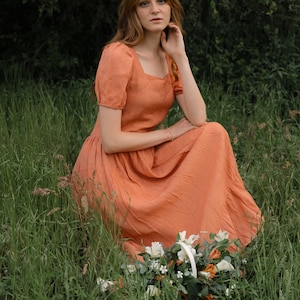 Villanelle Dress | Peach Midi Dress