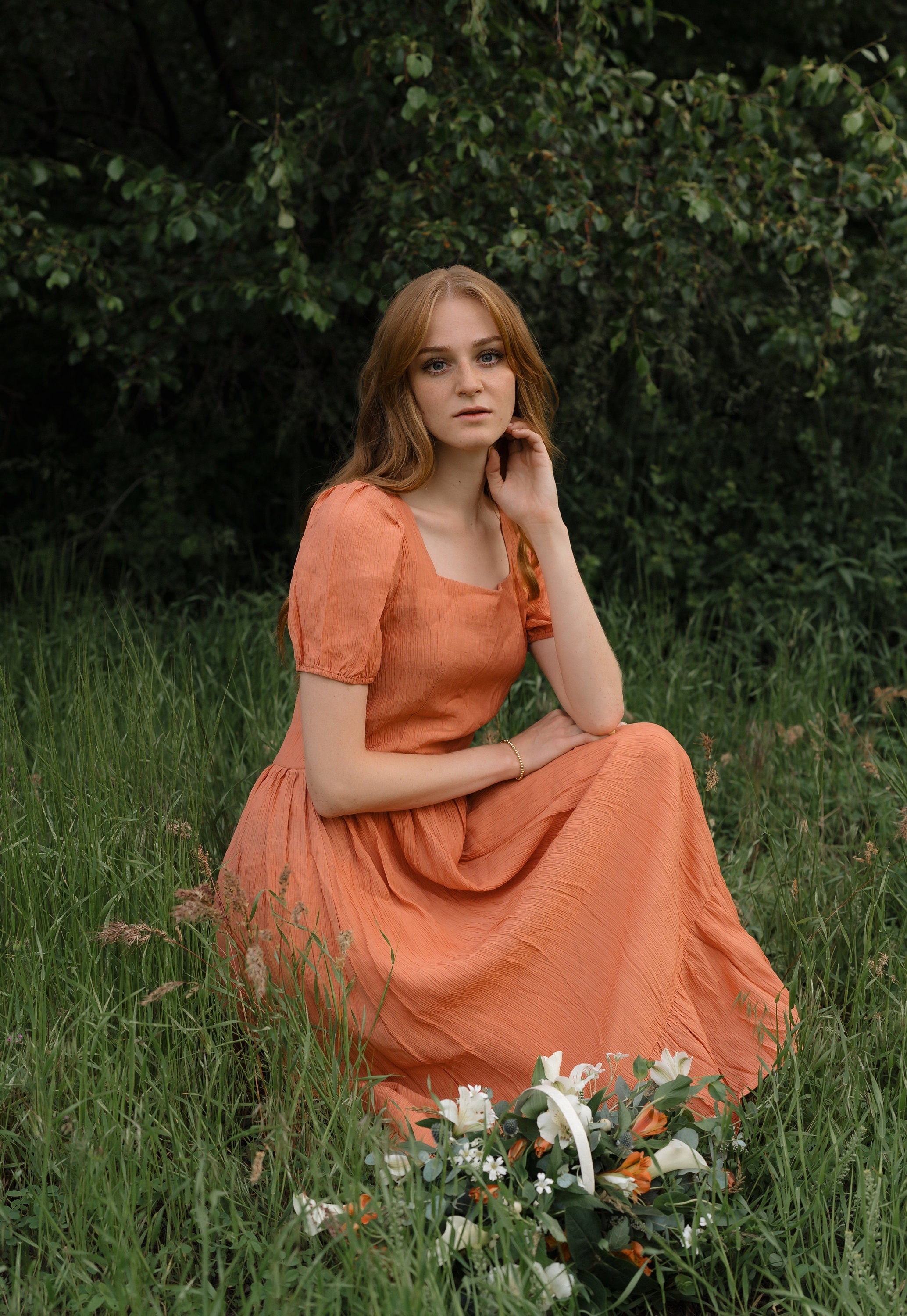 Peach Midi Dress - Etsy