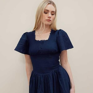 knee length dresses for ladies NALA DRESS IN AZURE – The Party Edition main image 1
