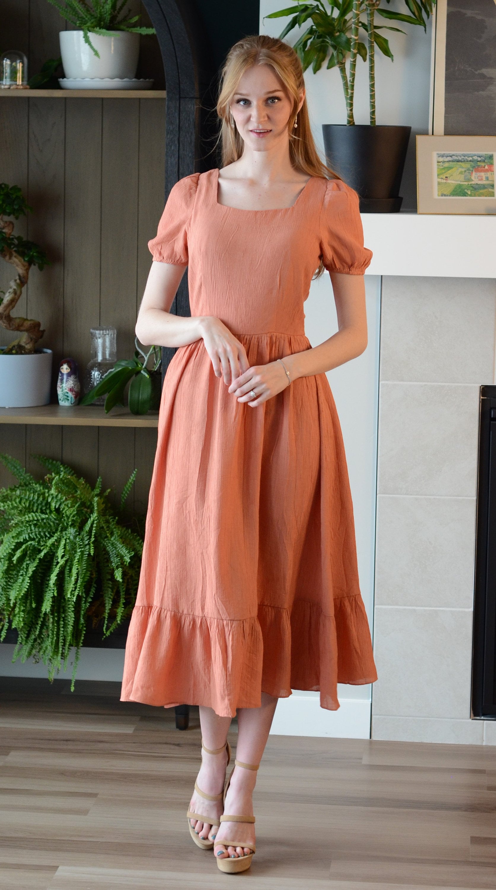 Villanelle Dress | Peach Midi Dress XL
