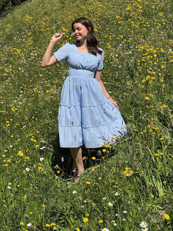 baby blue spring dress Limerick in Gingham Sky this dress is a allblackfri202530off Back For More Backless Style:Silver