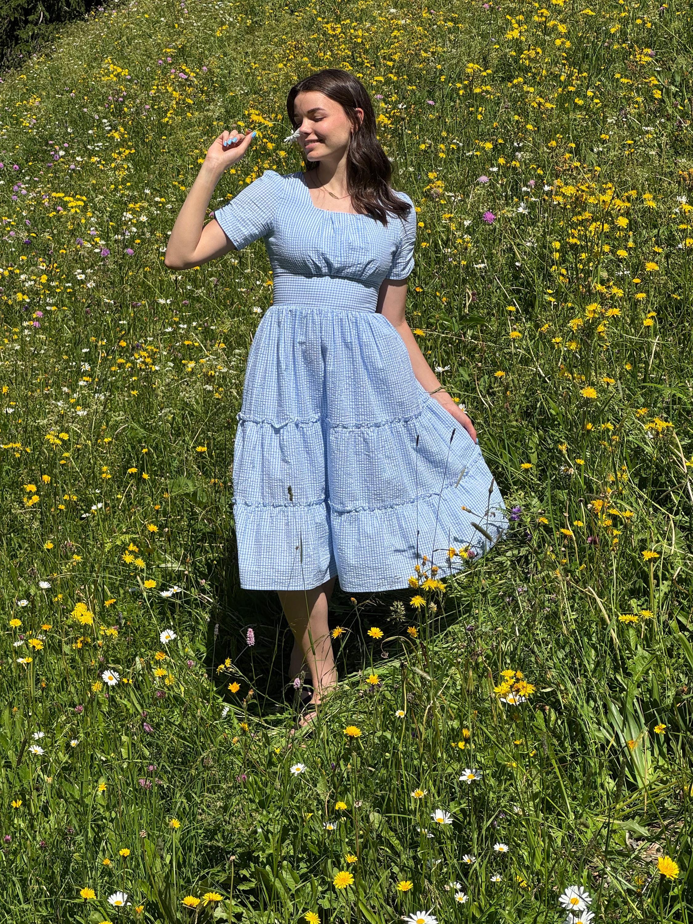 princess polly baby blue dress Blue Gingham Dresses main image 0