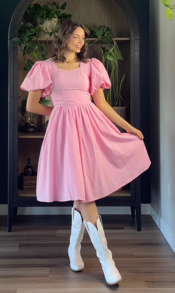 pink women birthday dress Ode Dress in Peony