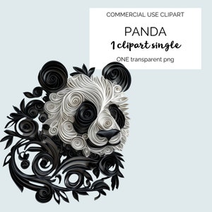 Panda. Dunkel. Gotik. Transparent. Clip Art. Scrapbooking. Kartengestaltung. Bär. Papier Quilling. Witzig. Wunderlich