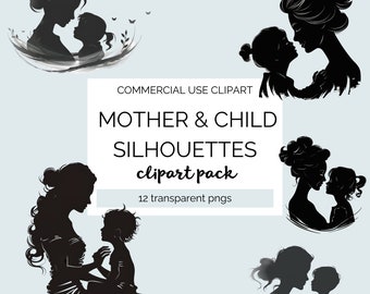 Mother and child, Mom and kid, daughter, son, silhouette, 12 transparent png files