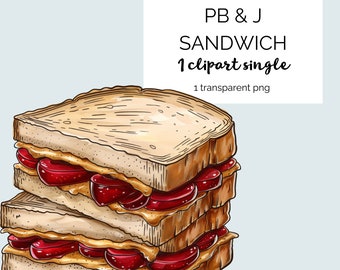 Peanut butter and Jelly Sandwich. PB&J sandwich.