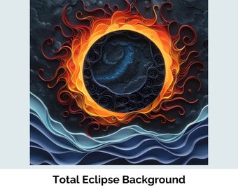 Total Eclipse, solar eclipse, digital paper, background, backdrop, whimsical, scrapbooking, junk journal, card marking, fantasy