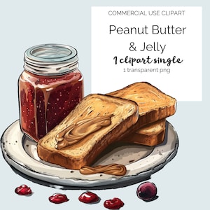 Peanut Butter and Jelly with Bread. 1 transparent png file.