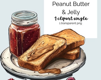 Peanut Butter and Jelly with Bread. 1 transparent png file.