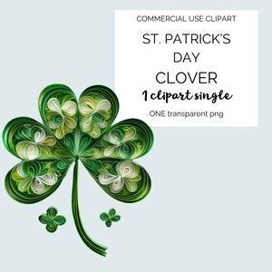 St. Patrick's Day 4 leaf Clover. Nature. leaf. Transparent. Clipart. Scrapbooking. Card making. Paper Quilling. Quirky. Whimsical. image 1