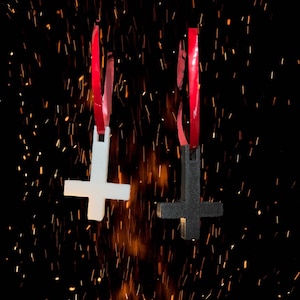 Upside Down Cross Ornament Set | Anti-Christmas | Christmas Ornament | Gothic Ornament