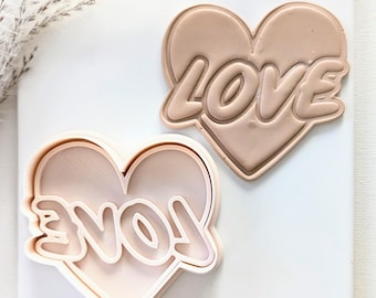 Heart Cutter w/Stamp Cookie Cutter, Heart Cutter with Stamp Combo, Valentine  Cookie Cutter, Heart with Stamp Cutter, 3D Printed Cutter