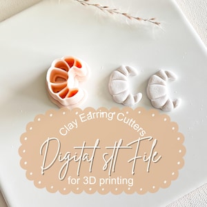 Golden Croissant Imprint Earring Cutter Digital STL File for 3D Printing