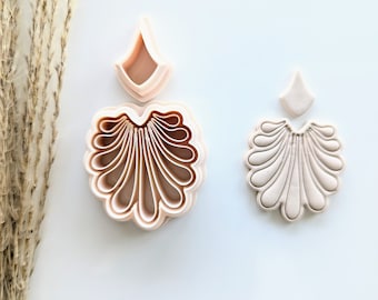 Camelia Crest Earring Imprint Cutter Set for Polymer Clay - 2 1/2 inch Cutter Combo