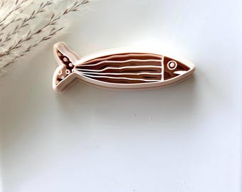 Sardine Imprint Keychain & Earring Cutter 3D Printed for Polymer Clay. Jewelry Making Tools
