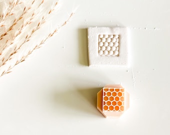 Honeycomb Pattern Clay Stamp, Polymer Clay Jewelry Tools, Earthenware Clay Stamp, 3D Printed Texture Pattern, Pottery Clay Tool