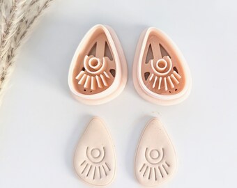 Bohemian Dangle Earring Imprint Cutter Set, Organic Tribal Imprint Cutter Set, 3D Printed Cutter, Polymer Clay Cutter, Clay Jewelry Cutter