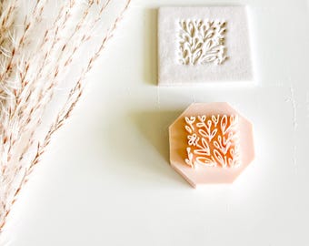 Wild Flower Pattern Clay Stamp Small, Polymer Clay Jewelry Tools, Earthenware Clay Stamp, 3D Printed Texture Pattern, Pottery Clay Tool