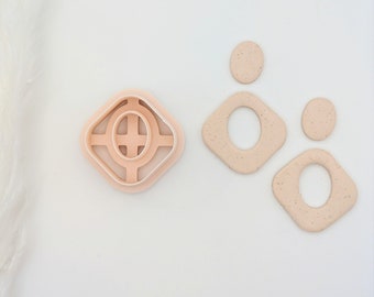 Rounded Square Combo Earring Cutter, Clay Earring Cutter , Polymer Clay Cutters, Clay Jewelry Cutters, Trendy Earring Cutters