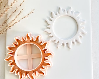 Flaming Sun Cutout Clay Cutter For Polymer Clay, Sun Clay Cutter, Large Clay Cutter, 3D Printed Cutter