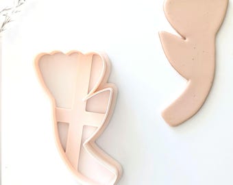 Abstract Tulip and Stem Cookie Cutter, Trendy Flower Cutter, Large Clay Cutter, Polymer Clay Cutter, 3D Printed Clay Cutter, Fondant Cutter