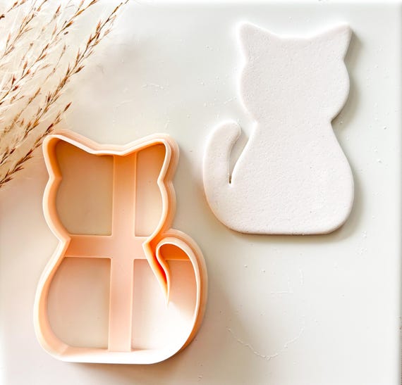 Kitty Cat Cookie Cutter, Cat Clay Cutter, Large Clay Cutter, Polymer Clay Cutter, Fondant Cutter, Kitty Cat Clay Cutter
