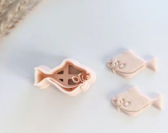 Halibut Earring Imprint Cutter, Fish Clay Earring Cutter, 3D Printed Clay Cutter, Polymer Clay Cutter, Clay Jewelry Cutter