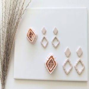 Diamond Abstract Dangle Earring Cutter, Combo Clay Earring Cutter, Polymer Clay Cutters, Clay Jewelry Cutters, Trendy Earring Cutters