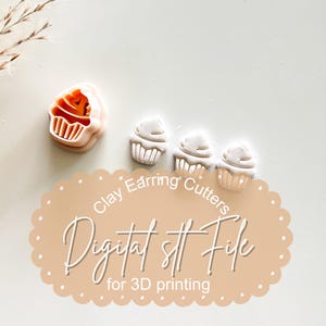 Picnic Cupcake Stud Imprint Earring Cutter .75 Inch, Digital STL File for 3D Printing