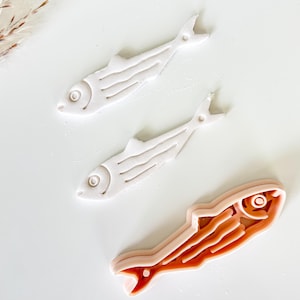 Organic Sardine Earring Imprint Polymer Clay Cutter, Sardine Pendant Cutter, 3D Printed Cutter, Clay Jewelry Cutter