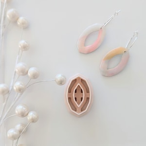 Gem Oblong Cutout Clay Earring Cutter, 3D Printed Clay Earring, Polymer Clay Cutters, Clay Jewelry Cutter