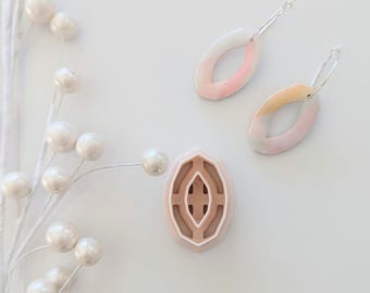 Gem Oblong Cutout Clay Earring Cutter, 3D Printed Clay Earring, Polymer Clay Cutters, Clay Jewelry Cutter