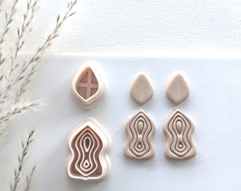 Indie Clay Earring Combo 4, Organic Clay Earring Cutter Combo, 3D Printed Clay Cutters, Polymer Clay Cutters, Clay Jewelry Cutters
