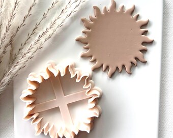 Flaming Sun Outline Cookie Cutter, Large Flaming Sun Clay Cutter, Polymer Clay Cutter, Fondant Cutter, 3D Printed Clay Cutter