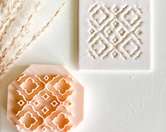 Large Moroccan Tile Pattern Borderless Pattern Stamp 3D Printed for Polymer, Earthenware, & Ceramic Clay