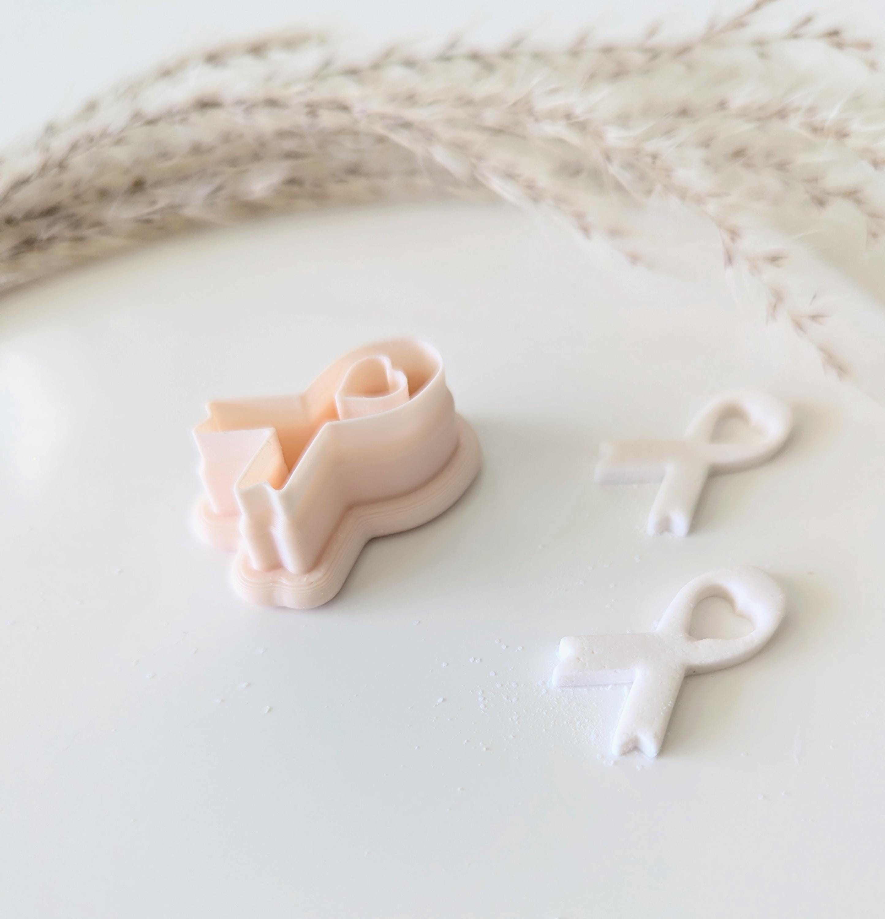 Cancer Awareness Ribbon Earring Cutter W/heart Cut Out, Breast Cancer ...