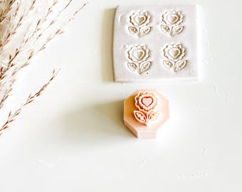 Heart Flower Clay Stamp I Inch Small, Polymer Clay Jewelry Tools, Earthenware Clay Stamp, 3D Printed Texture Pattern, Pottery Clay Tool