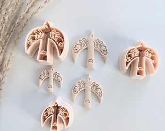 Folk Art Bird Earring Imprint Cutter, Bird Pendant Cutter, 3D Printed Cutter, Polymer Clay Cutter, Clay Jewelry Cutter