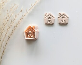 Gingerbread House Earring Imprint Cutter, Christmas Clay Earring Cutter, 3D Printed Cutter, Polymer Clay Cutter, Jewelry Cutter
