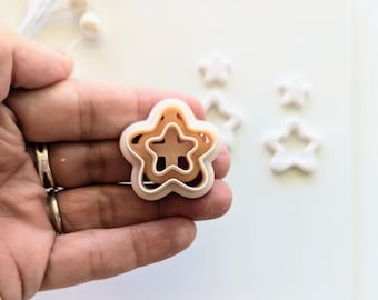 Christmas Star w/Star Cutout Earring Cutter, Star Clay Earring Cutter, 3D Printed Cutter, Polymer Clay Cutter, Clay Jewelry Cutter