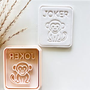Mahjong Monkey Joker Imprint Stamp & Cutter for Polymer, Monkey Stamp n Cutter, Large Clay Stamp n Cutter, 3D Printed Cutter