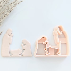 Nativity Figures - Jesus, Mary, Joseph, Christian Religious Holiday Cutter 3D Printed for Polymer Clay - Ornament Cutter