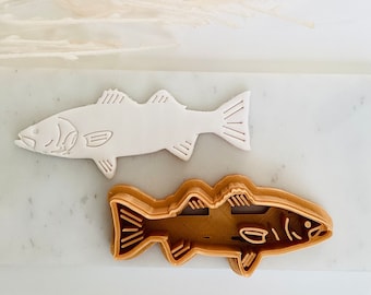 Striped Bass Clay Cutter Imprint Cutter , Fish Clay Cutter, Bass Large Clay Cutter, Polymer Clay Cutter, Fondant Cutter,