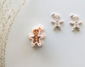 Gingerbread Man Imprint Earring Cutter, Christmas Clay Earring Cutter, 3D Printed Cutter, Polymer Clay Cutter, Gingerbread Man Clay Cutter