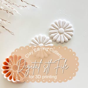 Summer’s Little Smile Flower Imprint Earring Cutter 1.35 Inch, Digital STL File for 3D Printing