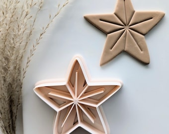 Shining Star Clay Cutter, Christmas Star Impression Cutter, Holiday Ornament Cutter, 3D Printed Cutter, Polymer Clay Cutter