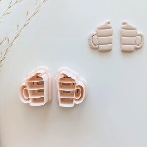 Mug with Cream Clay Earring Cutter, Holiday Clay Earring Cutter, 3D Printed Clay Cutters, Polymer Clay Cutters, Clay Jewelry Cutter