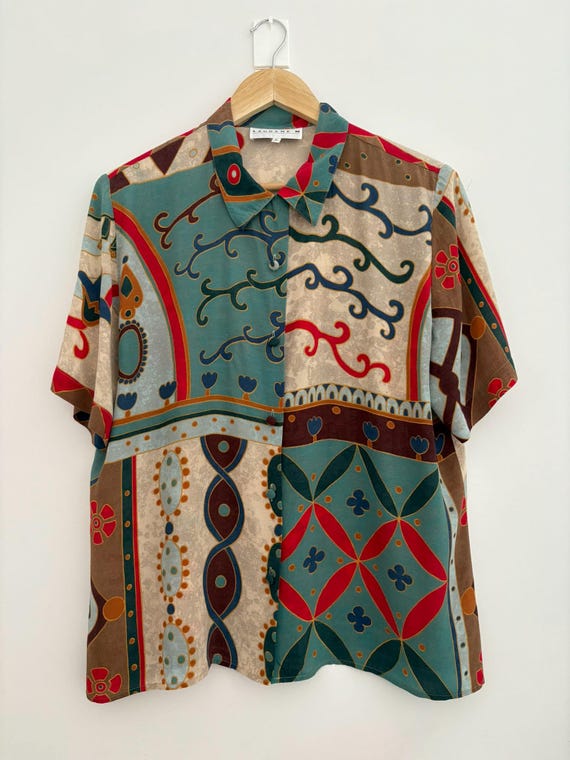 1980年代ヴィンテージ馬花柄半袖シャツ - Etsy 日本